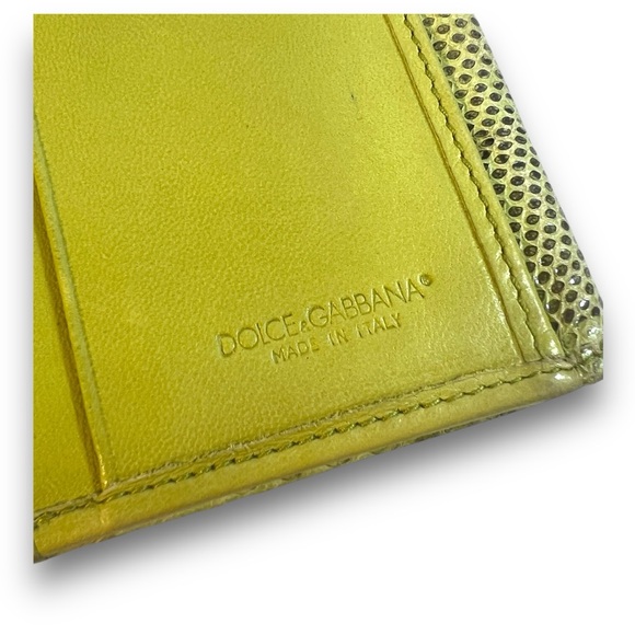 DOLCE & GABBANA🎈SALE Lime Green Genuine Reptile Wallet Silver Tone Logo Closure - Picture 12 of 17